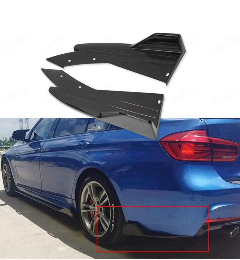 2pcs Universal Rear Bumper Lip Diffuser Splitter Canard Protector Valence Spoiler Fin Lip Trim Front Bumper Lip Body Kit Front Bumper Side Skirt Spoiler Splitter