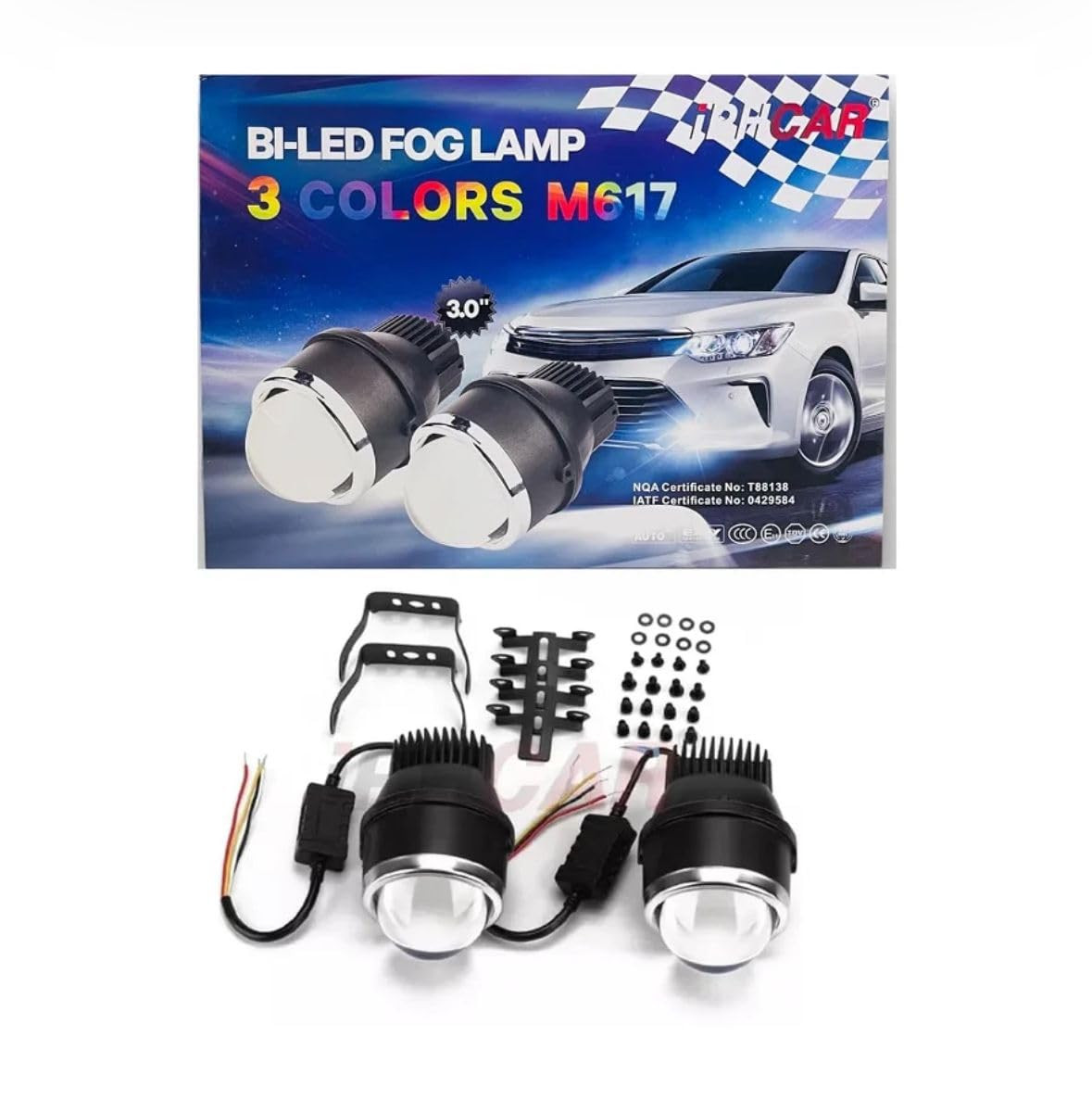 3 Inch M617 Bi Xenon 12-24V Hi-Low Beam LED Fog Lamp WID Tri-Color Bi LED Fog Lights 5000K 5500K Fog Projector Lens