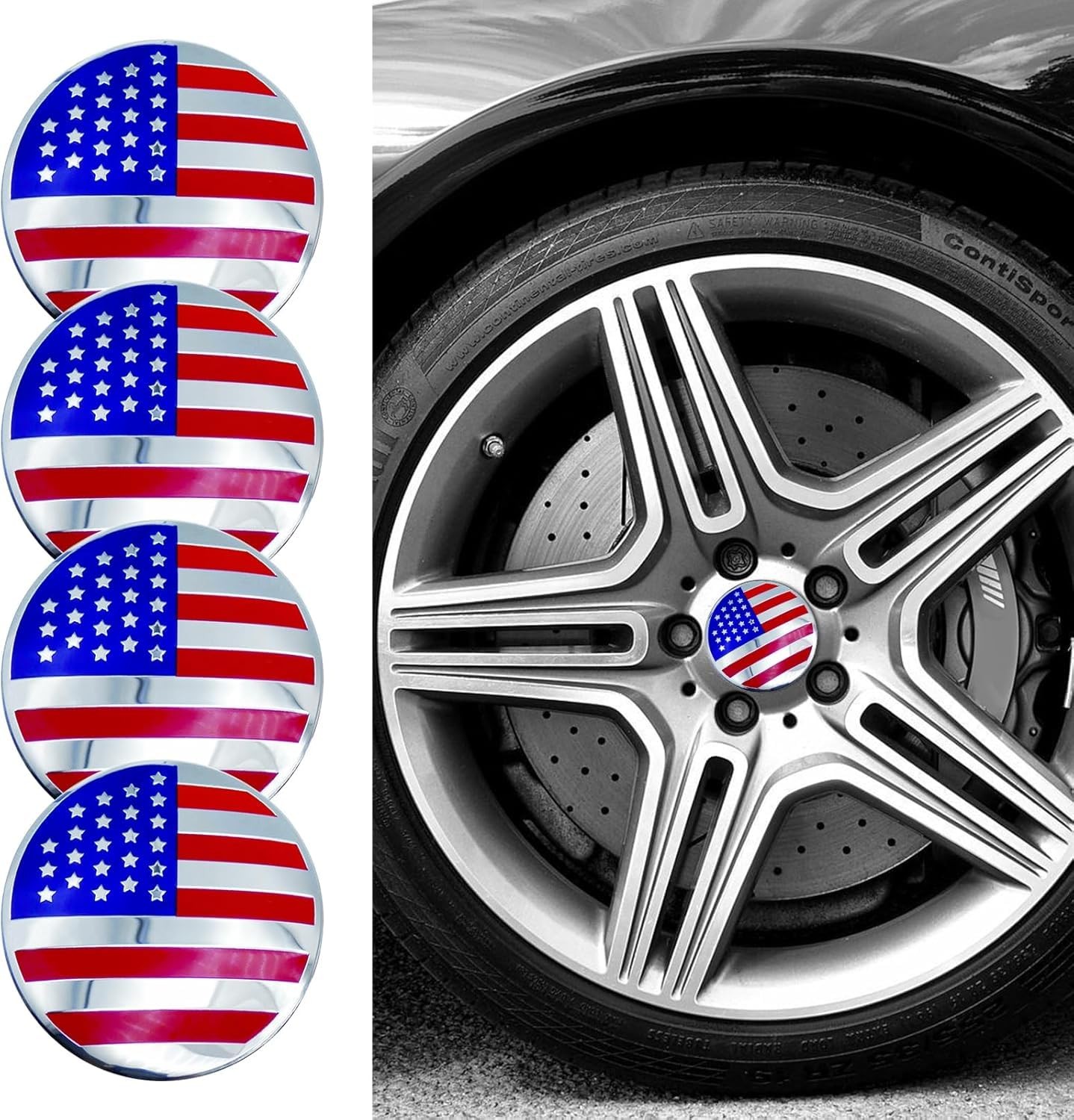 4pcs USA Flag America Logo Wheel Center Hub Cap Badge Emblem Sticker Decal Universal for All CAR