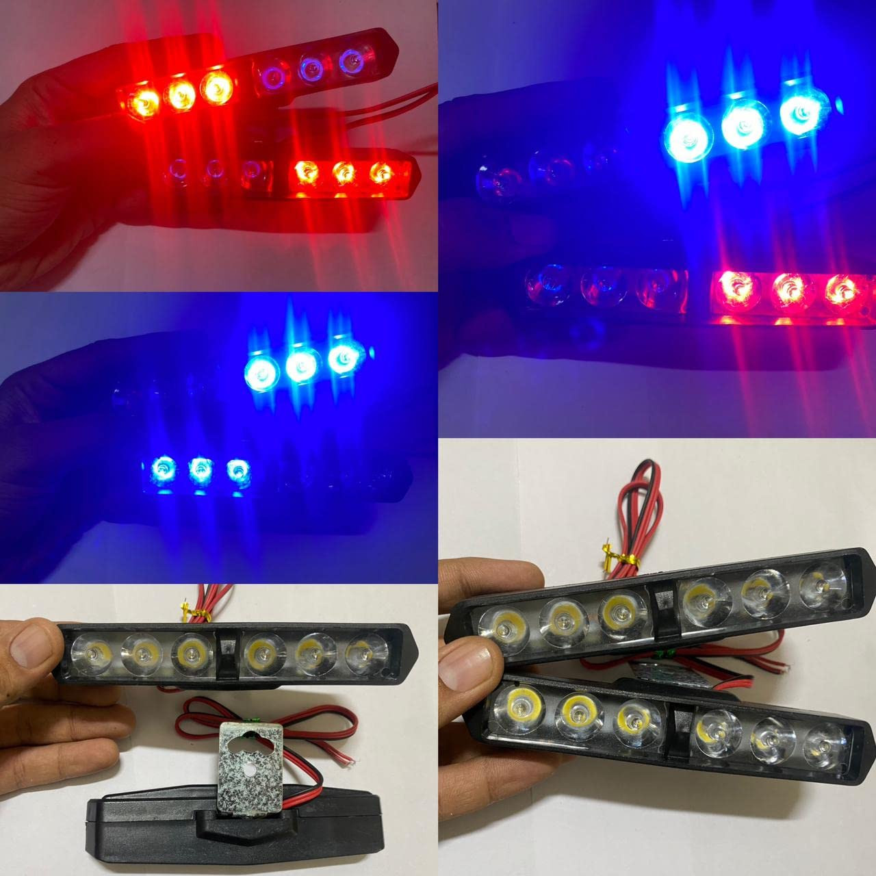 2PC/SET UNIVERSAL BIKE CAR TRUCK LED Police Light Bar 6 LED 36W Bright Emergency Strobe Lights Dual Color With Flashing Blinking Waterproof