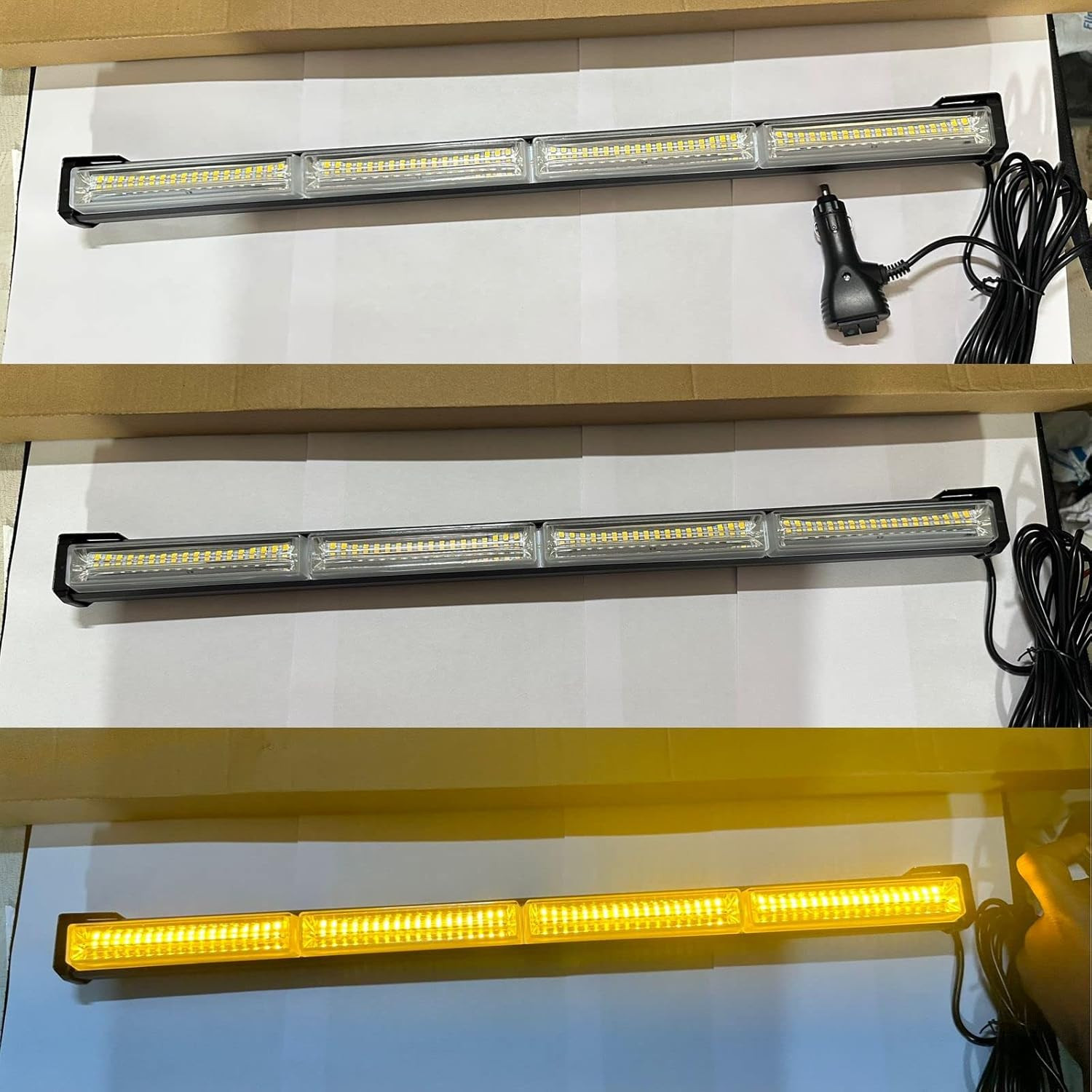 COB Yellow Flasher Traffic Advisor Strobe Led Light Bar Yellow Light 24" 12V 40w LED Flasher