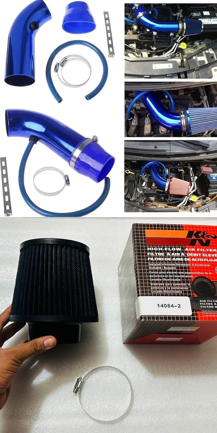 Cold Air Intake Pipe 76mm 3 Inch Universal Car Turbo Filter Aluminum Air Filter Induction Flow Hose Pipe Kit