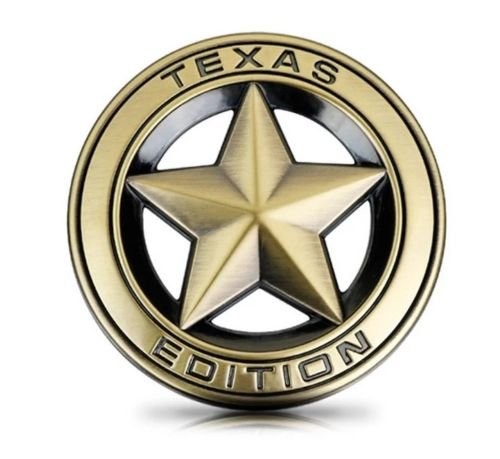 (Texas Edition Golden Sticker) (8 x 8cm) Logo Car Bike Metal Logo Car Emblem 3D Badge Auto Racing Sport Sticker