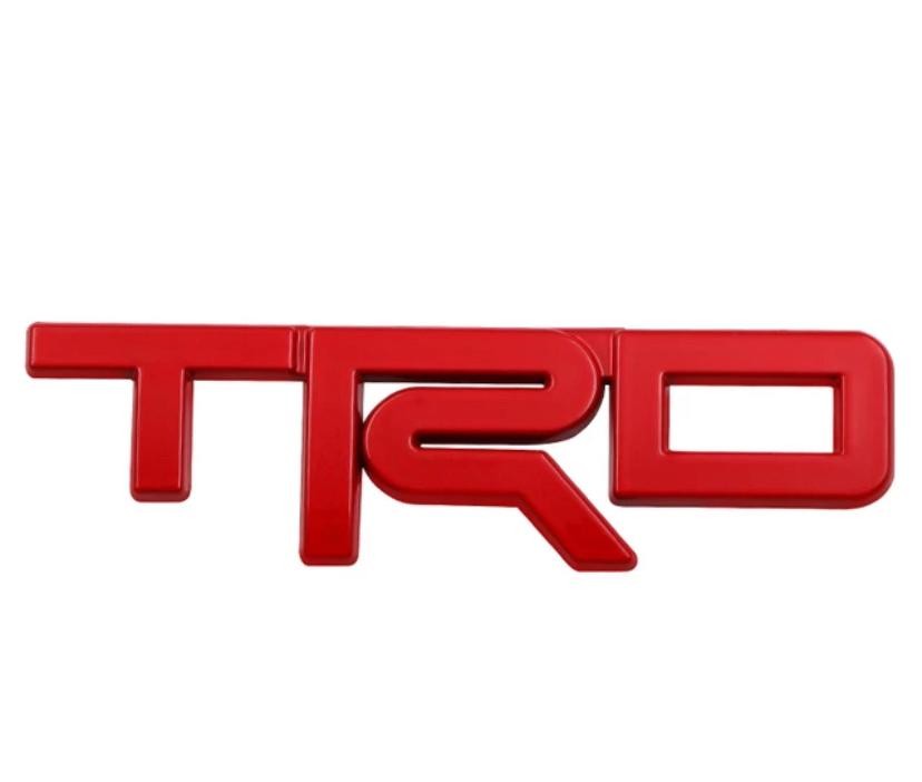 (TRD Small RED Sticker) 12 x 3.5cm Logo Car Bike Metal Logo Car Emblem 3D Badge Auto Racing Sport Sticker Grand Tourer Decal