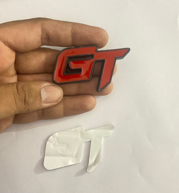 (GT Small-Black RED Sticker) 6.4cm x 3.8cm Logo Car Bike Metal Logo Car Emblem 3D Badge Auto Racing Sport Sticker