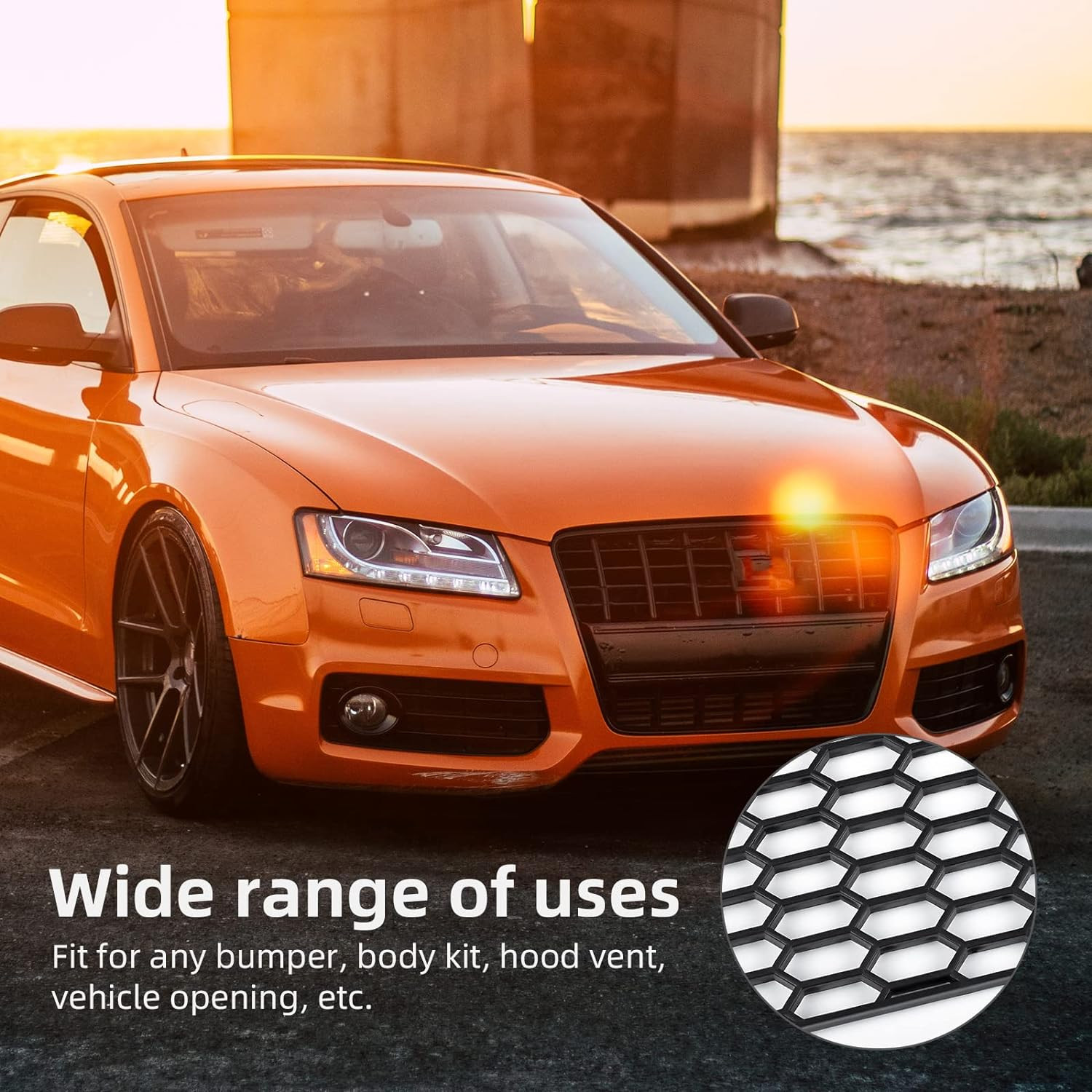 CAR MESH GRILL GRILLE Racing Honeycomb Mesh 47x16 Inches Honeycomb Hole 8x20mm Hex Grids Hex Mesh Grill Spoiler Bumper Vent Car Styling Air Intake Racing Grilles