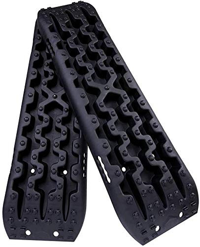 Off-Road Traction Boards, 2 Pcs Recovery Tracks Traction Mat for 4X4 Jeep Mud, Sand, Snow Traction Ladder-Black Tire Traction Tool