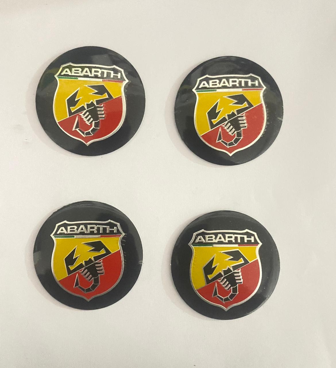 4PC (56mm 2INCH) Abarth WHEEEL Sticker. Abarth Sign Emblem Car Wheel Center Hub Cap Caps Badge Sticker Decal