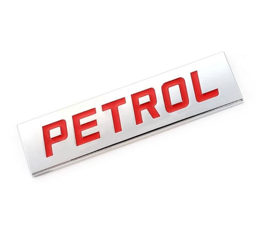 (Petrol 3D Chrome RED Sticker) 7.7 x 2 cm Logo Car Bike Metal Logo Car Emblem 3D Badge Auto Racing Sport Sticker