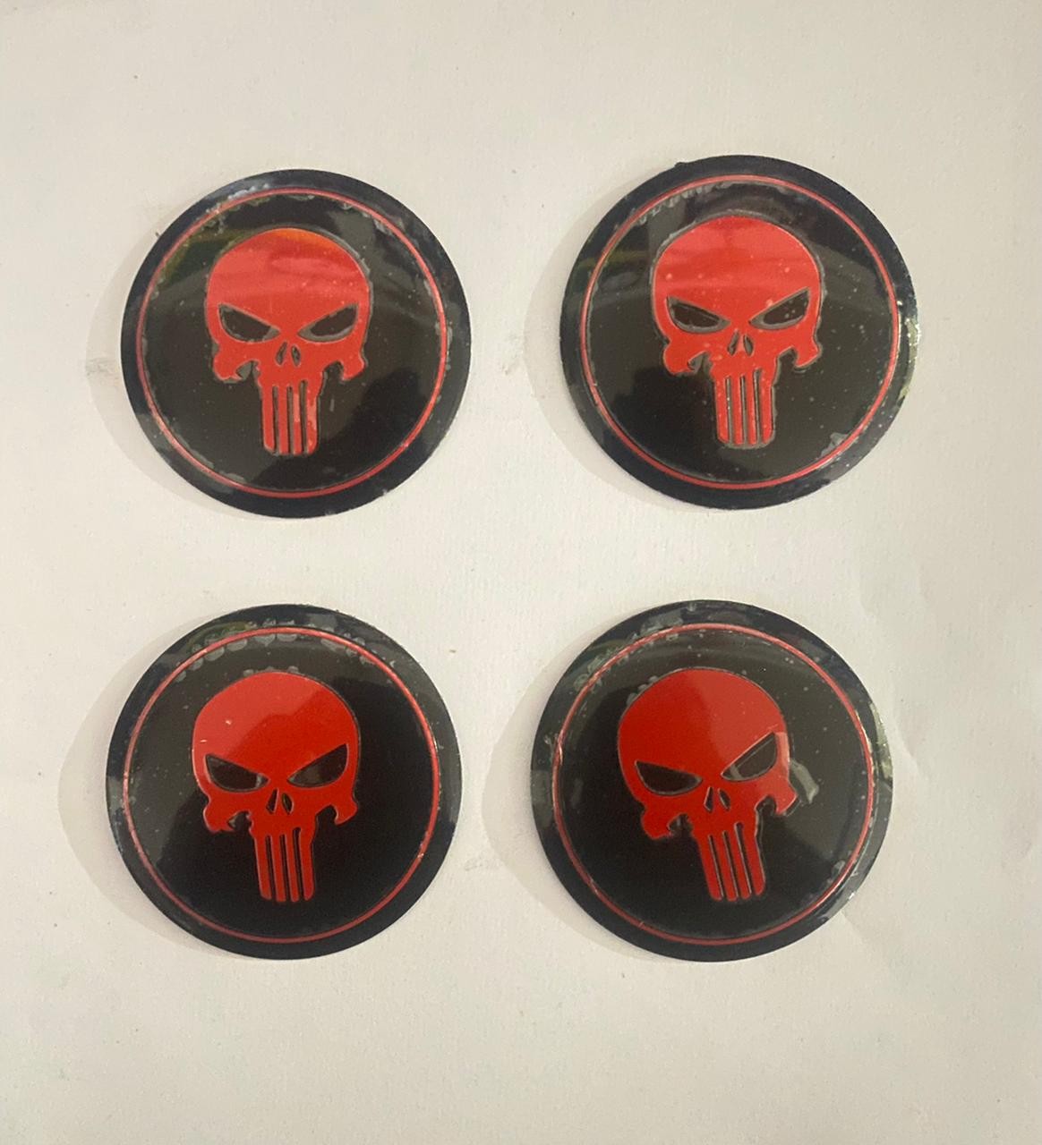 4PC Wheel Sticker- Punisher Logo, Skull Sign Emblem 56mm 2INCH Car Wheel Center Hub Cap The Punisher Skull Caps Badge Sticker Decal