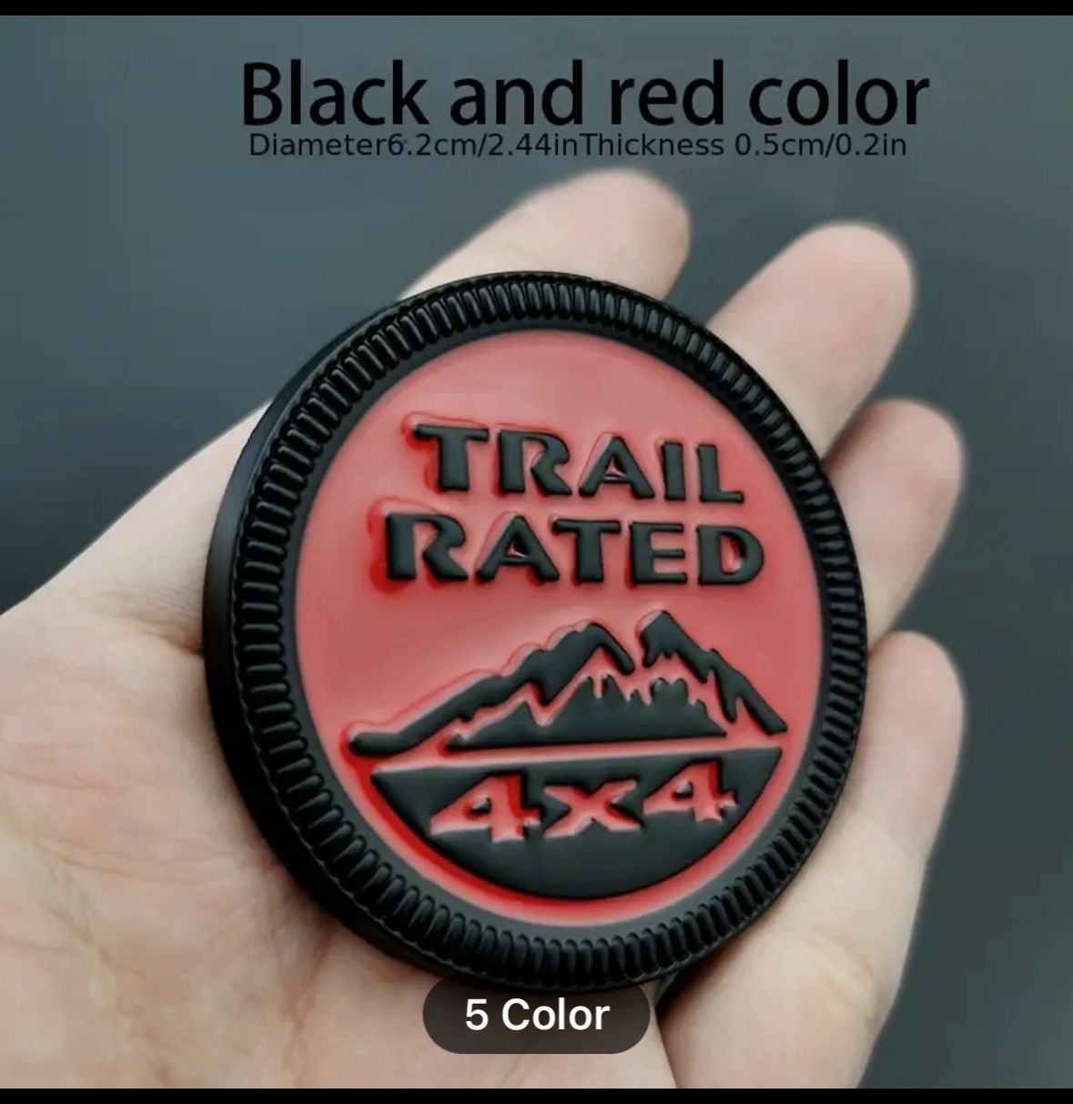 (Trail Rated BLACK RED Sticker) 6 x 6 cm Logo Car Bike Metal Logo Car Emblem 3D Badge Auto Racing Sport Sticker