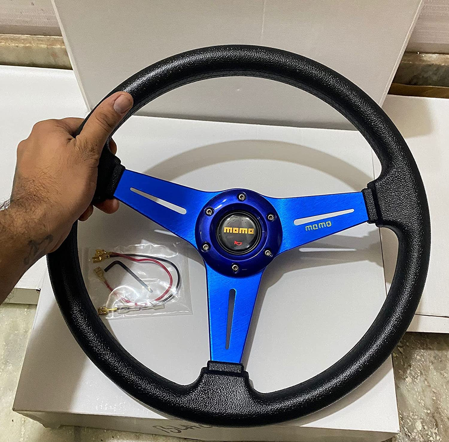 All CAR Tractor BLUE 13INCH 3R-M MOMO Steering Wheel for Sports Car Look Rally Race Off Road