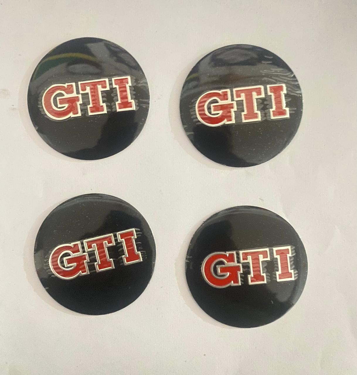 4PC (GTI Wheel Sticker) 2INCH 56mm GTI Sign, Car Wheel Center Hub Cap, Caps Badge Sticker Decal.