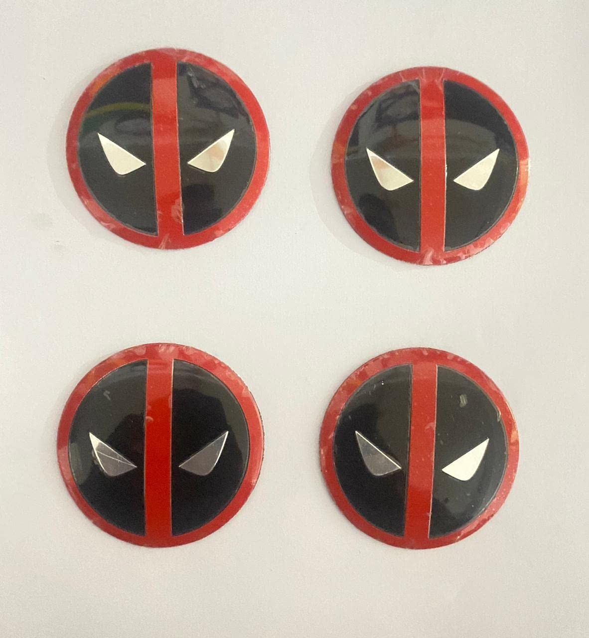 4PC (Dead Pool Wheel Sticker) Sign Emblem Car Wheel Center Hub Cap Caps Badge Sticker Decal