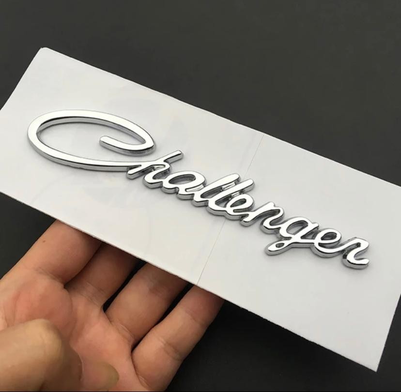 (Challenger 3D Chrome Sticker) 14 x 2.5 cm Logo Car Bike Metal Logo Car Emblem 3D Badge Auto Racing Sport Sticker Grand Tourer Decal