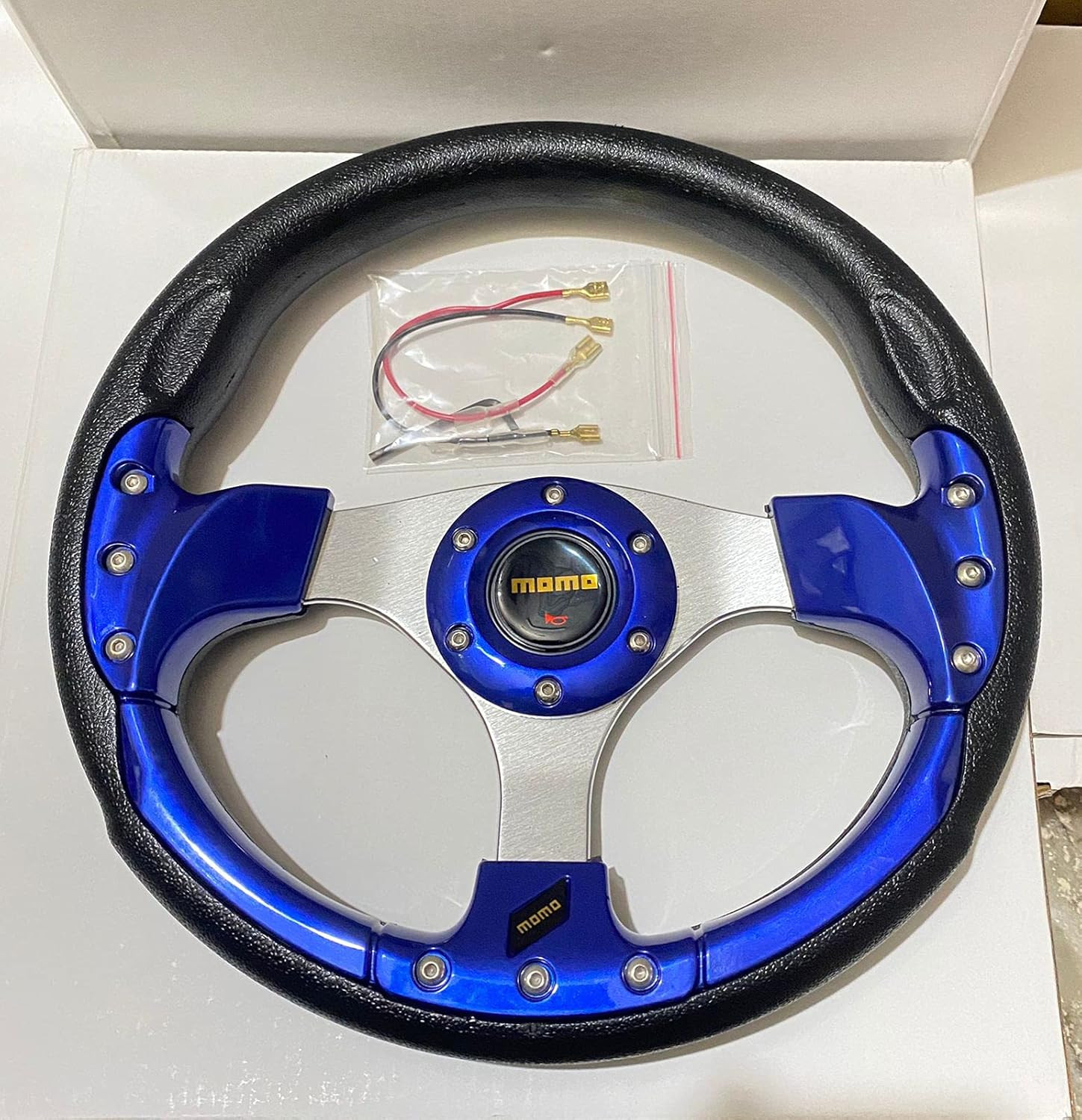 12INCH BLUE MOMO Universal Steering Wheel for Sports Car Look Rally Race Off Road with HUB BOSS KIT Free