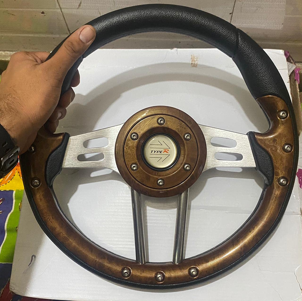 13 inch MOMO WOODEN Universal Steering Wheel for Sports Car Look Rally Race Off Road