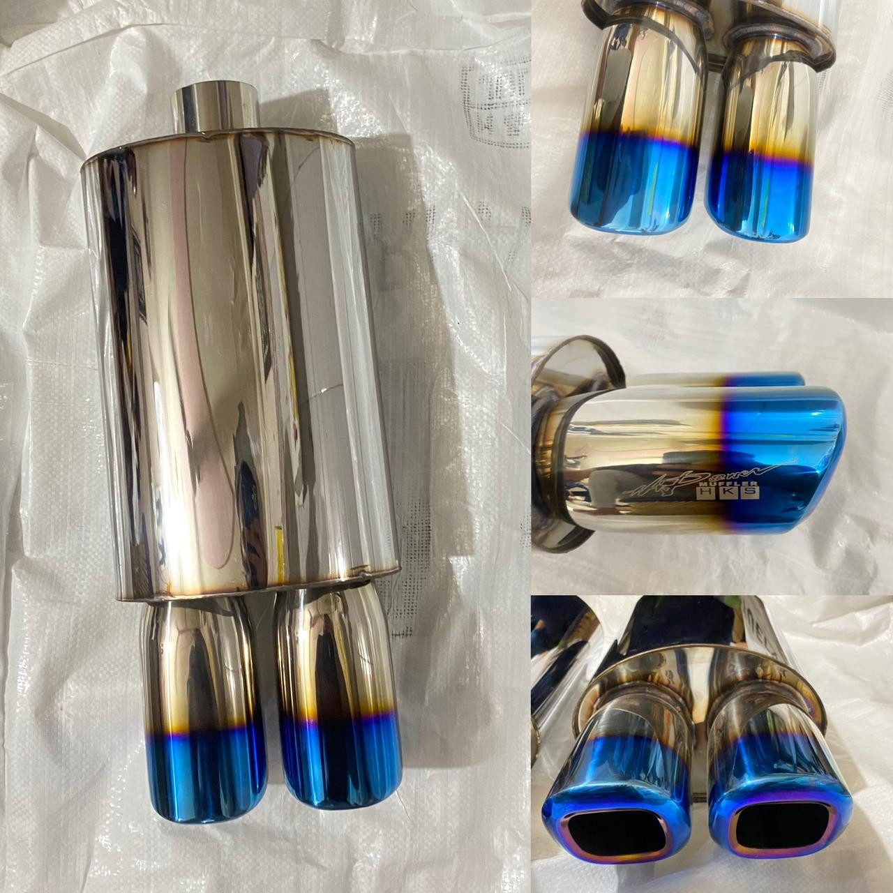 Stainless HKS Dual Exhaust Muffler Silencer Burnt Tip HKS Muffler Car Exhaust System Loud Exhaust HKS Dual TIP