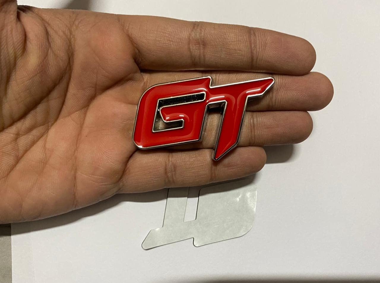 (GT Small-Chrome RED Sticker) 6 x 3.9 cm Logo Car Bike Metal Logo Car Emblem 3D Badge Auto Racing Sport Sticker