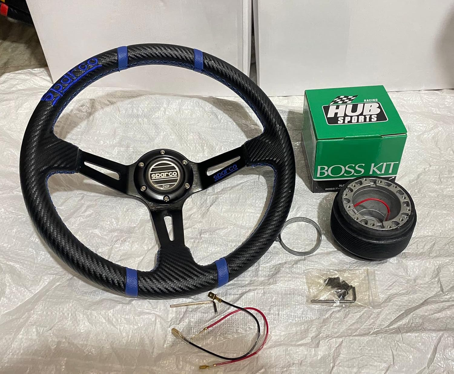 SPARCO CARBON EDITION DEEP14INCH Universal Steering Wheel for Sports Car Look DRIFTING Rally Race Off Road WID FREE BOSS KIT HUB