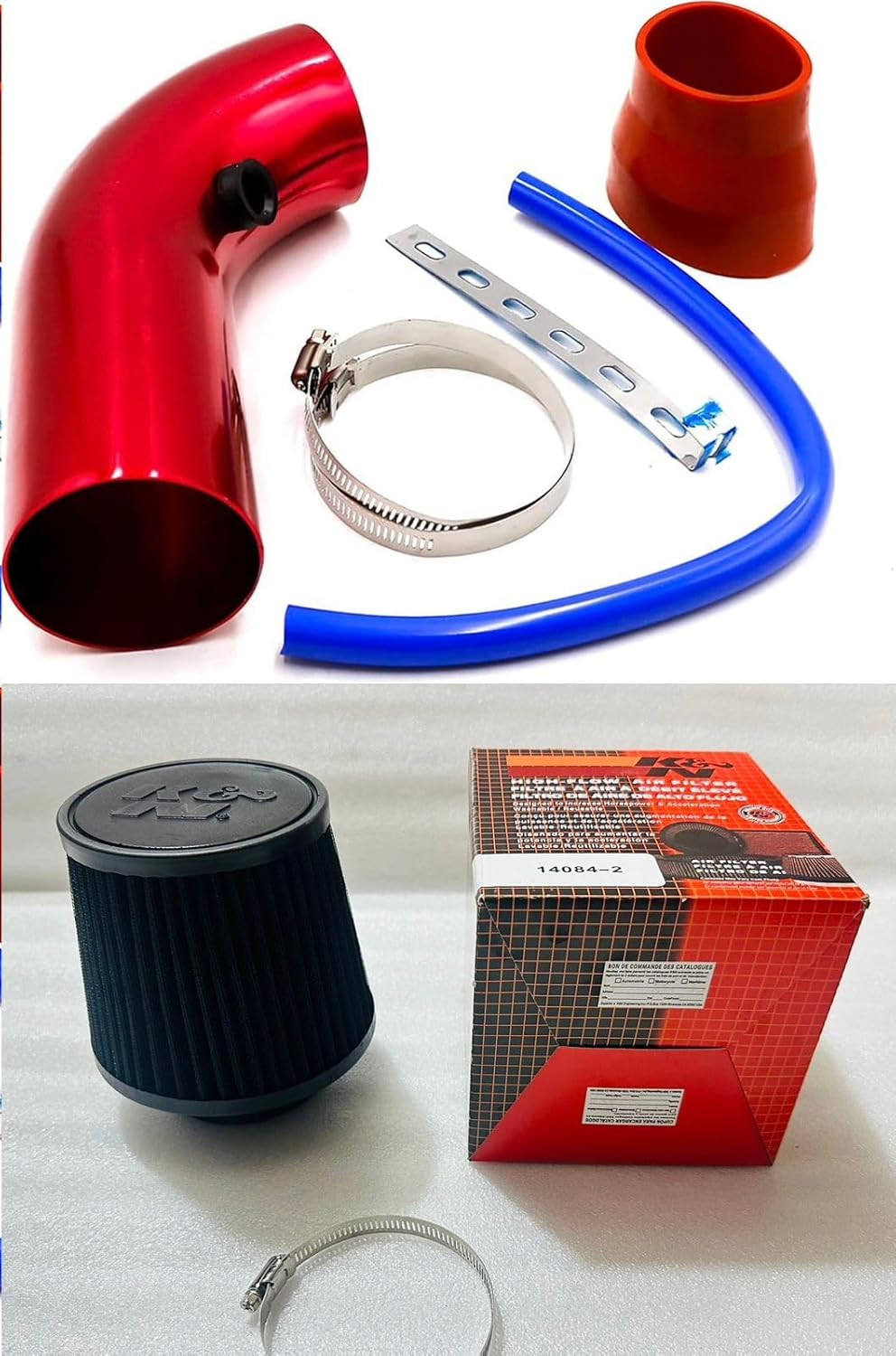 K&N AIR FILTER + Cold Air Intake Pipe 76mm 3 Inch Universal Car Turbo Filter Aluminum Air Filter Induction Flow Hose Pipe Kit