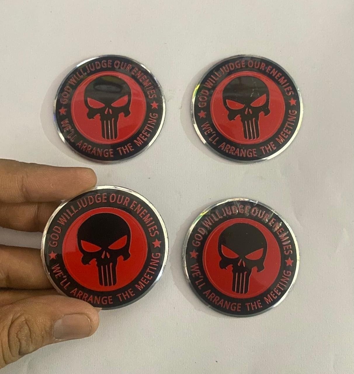 4PC - The Punisher Wheel Logo (56mm 2INCH) Skull KHOPDI Car Wheel Center Hub Cap Caps Badge Sticker Decal.