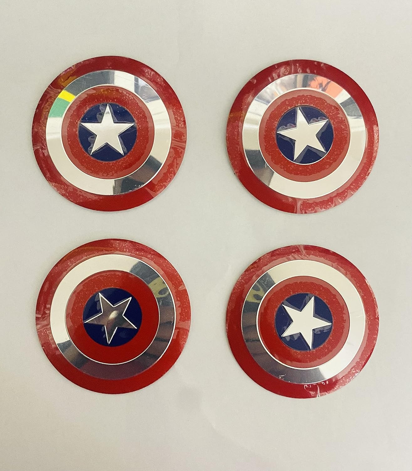 4PC - (Captain America Sticker) 56mm 2INCH Captain America Emblem, Caps Car Wheel Center Hub Badge Sticker Decal.