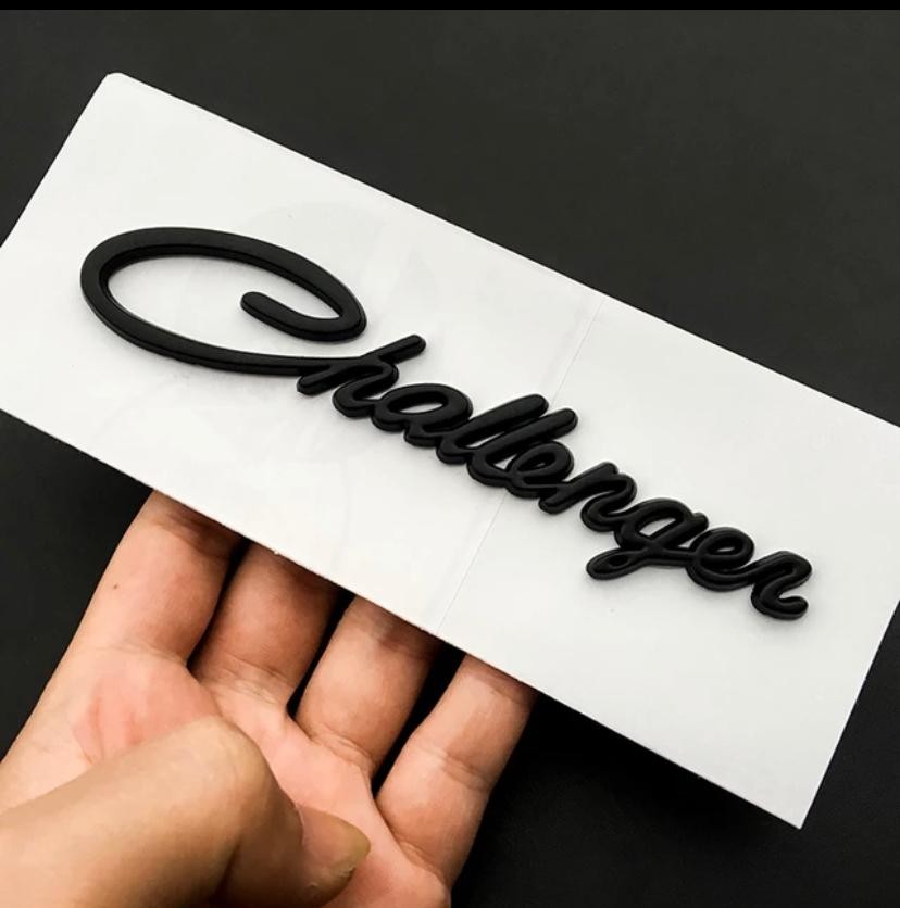 (Challenger 3D Black Sticker) 14 x 2.5 cm Logo Car Bike Metal Logo Car Emblem 3D Badge Auto Racing Sport Sticker