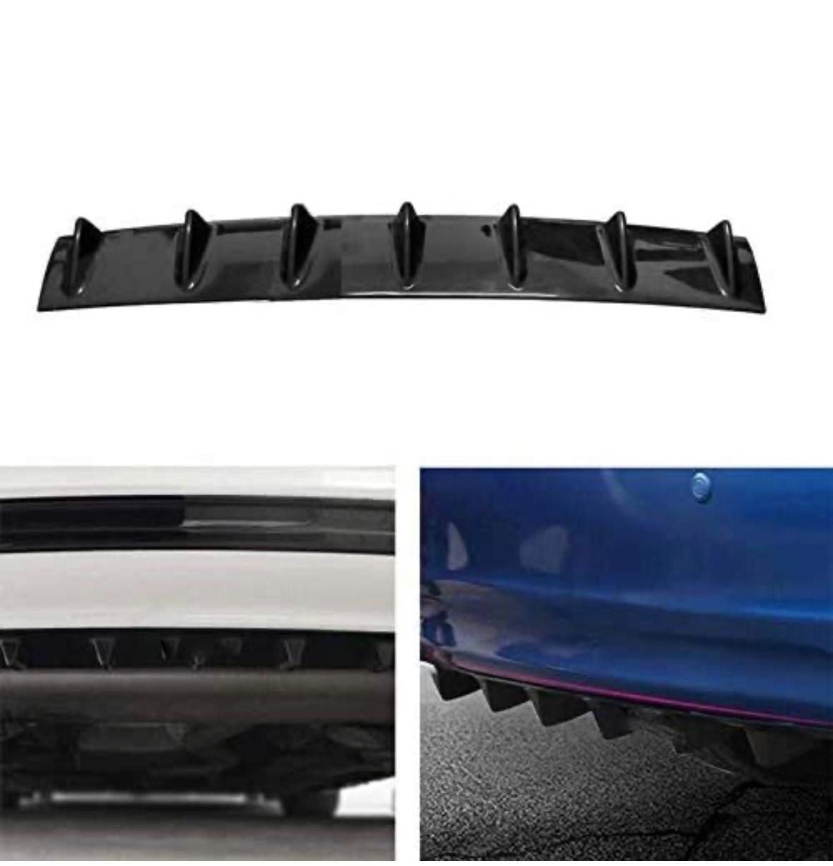 Rear Lower Bumper Diffuser, Impact Resistance ABS High Strength Shark Fin Diffuser with Double Sided Tape for Car Lip Diffuser Kit JDM Car Modified