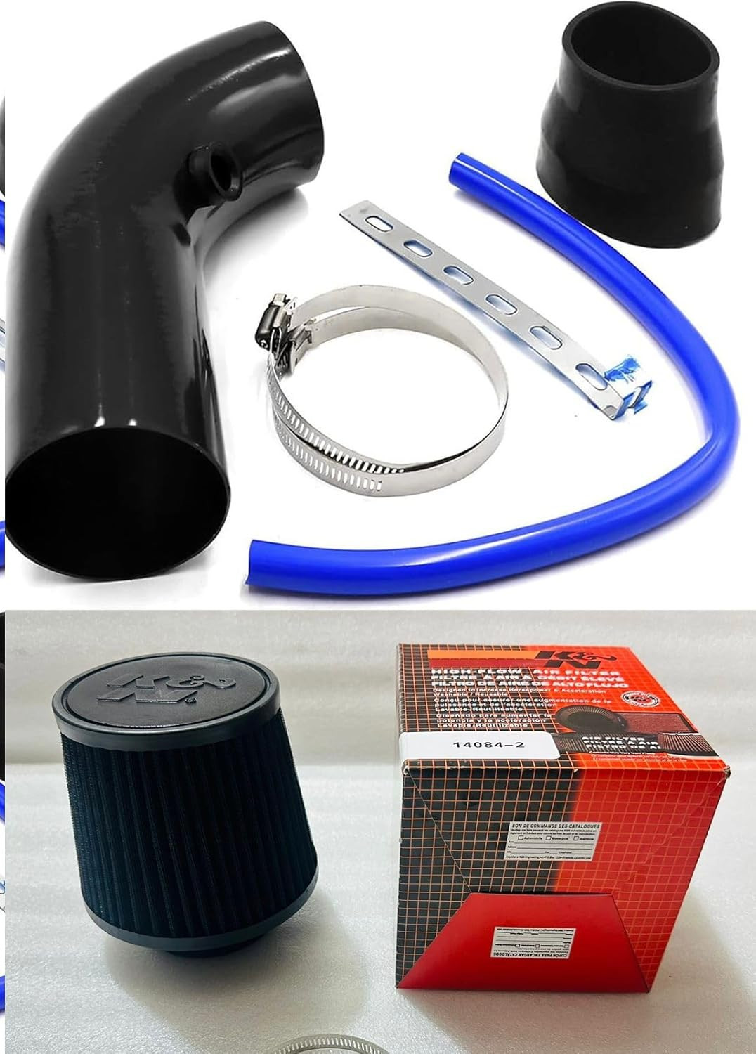 K&N AIR FILTER + Cold Air Intake Pipe 76mm 3 Inch Universal Car Turbo Filter Aluminum Air Filter Induction Flow Hose Pipe Kit