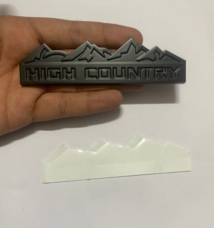 HIGH Country Black Logo 12.5 x 2.8cm Car Bike Metal HIGH Country Logo Car Emblem Premium 3D Badge Auto Racing Sport Sticker