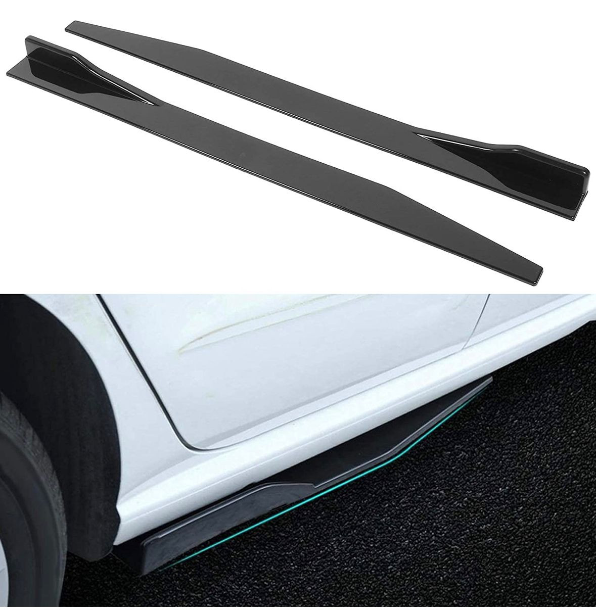 2PC JDM 120CM Car Side Skirt Splitter Wing Diffuser Rocker Splitters Car Body Styling Side Skirt Lip Winglet Diffuser Universal Glossy Black