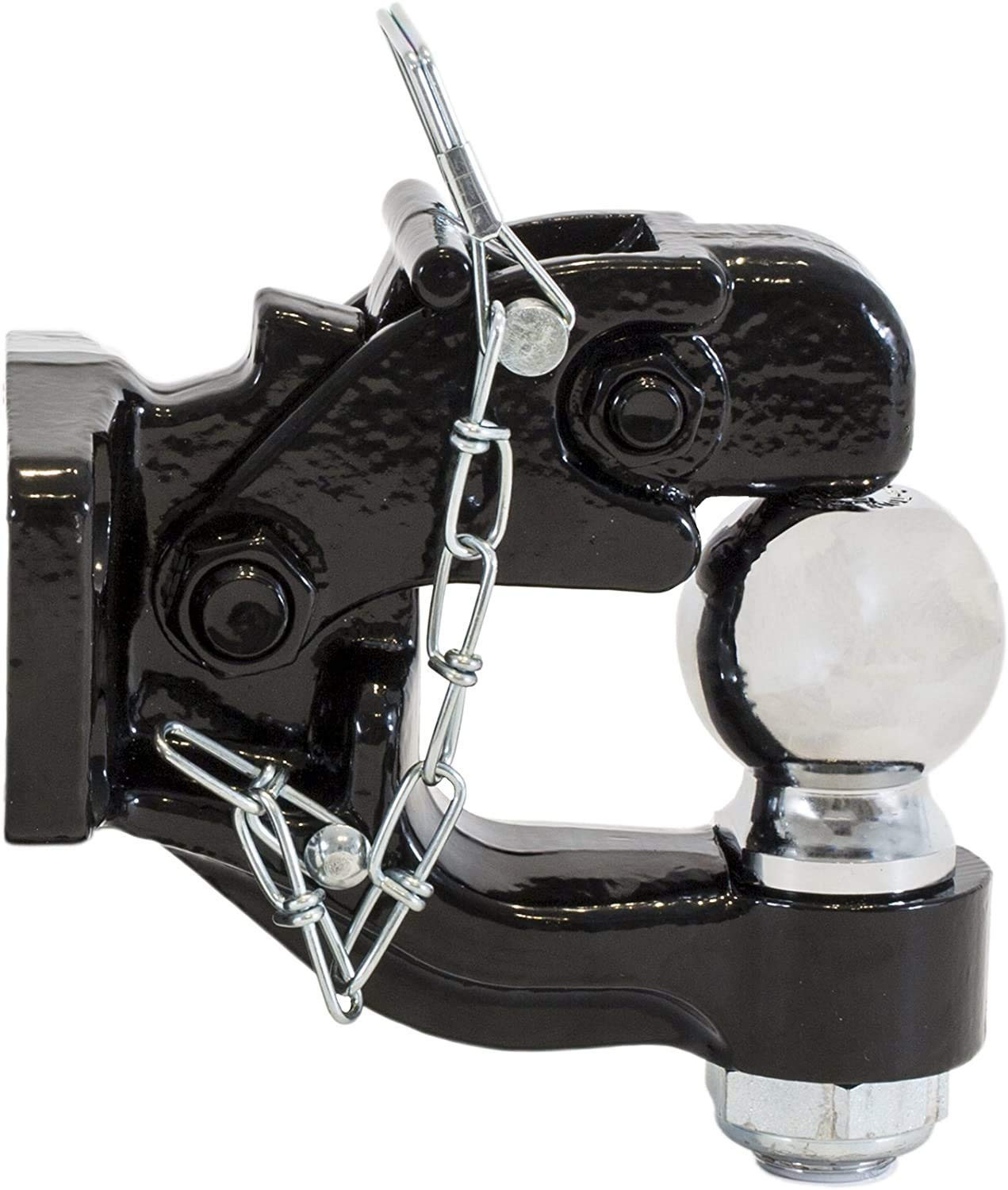 Forged Pintle Hook with Chrome Ball Hitch (Black) (4 Tonne Capacity) for Thar, Gypsy, Isuzu Dmax, Other Suv's & Jeeps