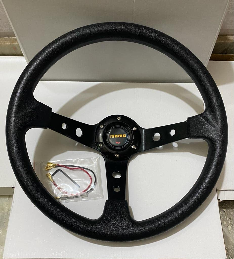 MOMO BLACK 14INCH DEEP Style Universal Steering Wheel for Sports Car Look Rally Race Off Road