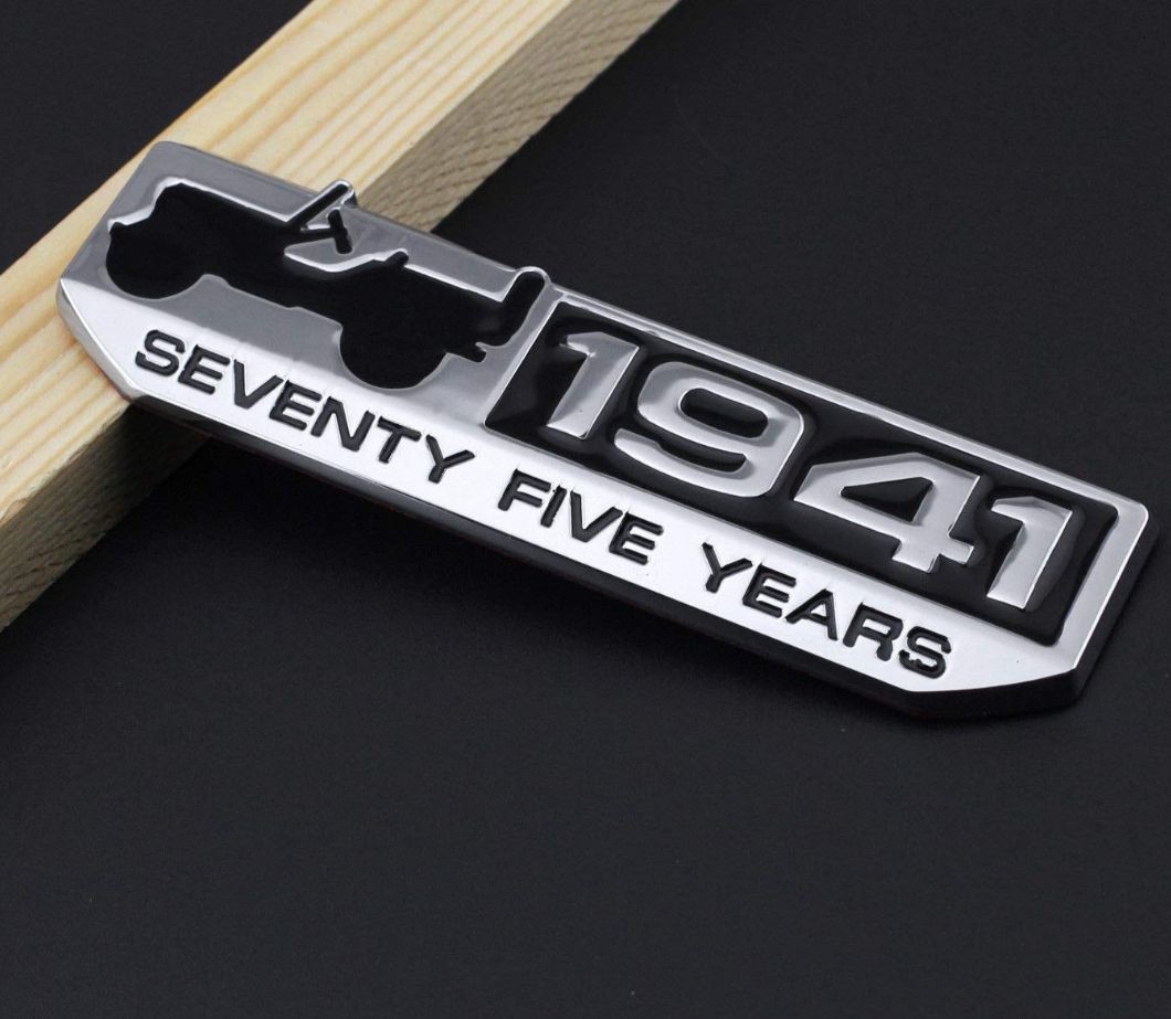 (1941-CHROME Black Sticker) 13 x 5cm Logo Car Bike Metal Logo Car Emblem 3D Badge Auto Racing Sport Sticker