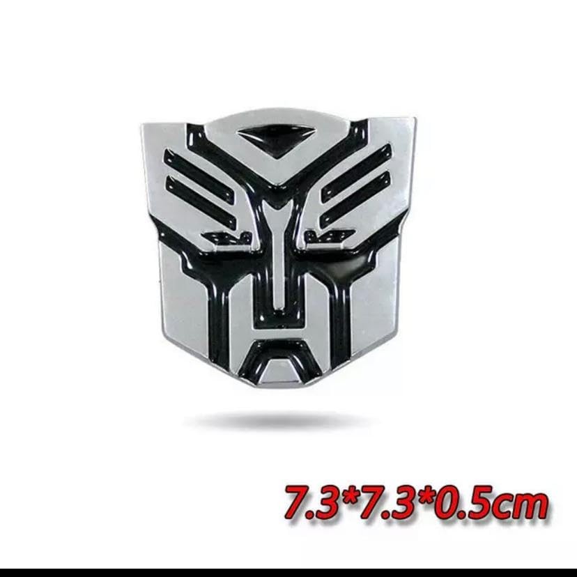 (Transformer 3D Sticker) 8x6cm Logo Car Bike Metal Logo Car Emblem 3D Badge Auto Racing Sport Sticker