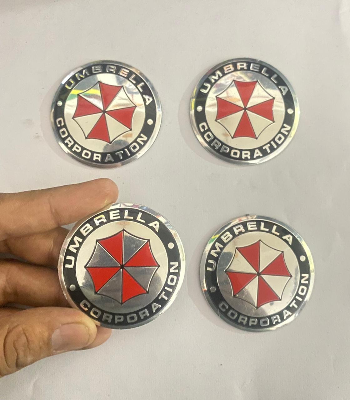 Umbrella Wheel Sticker (4PC) 56mm 2INCH Umbrella Corporation Sign Emblem Car Wheel Center Hub Cap Caps Badge Sticker Decal