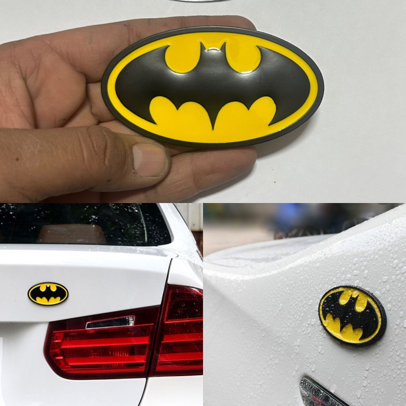 (Batman Sticker) 8.9x5 cm Logo Car Bike Metal Logo Car Emblem 3D Badge Auto Racing Sport Sticker